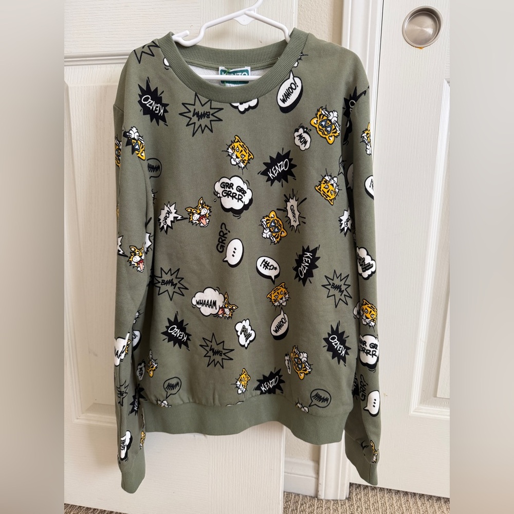 KENZO Kids Sweatshirt Green Tiger Print Graphic Crewneck Size 12A (150cm) NWT